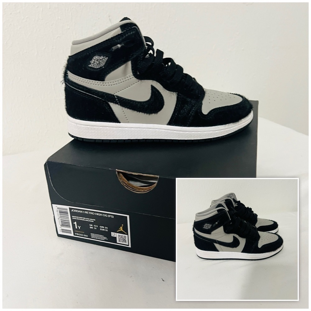 Jordan Air 1 Retro High OG (PS) 1Y “Twist 2.0" Grey/Black Shoes FB1312-001 EUC